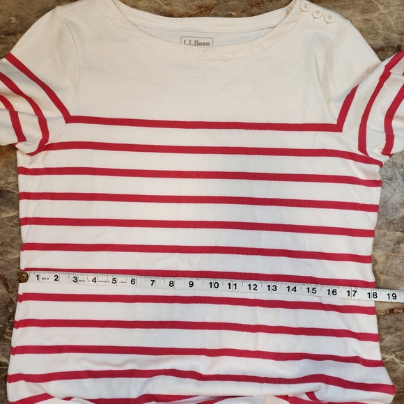 L.L. Bean NWOT cotton t shirt midi dress coral cream stripe M - Picture 7 of 8